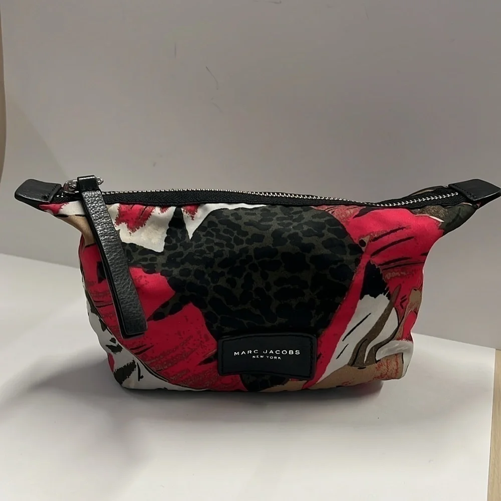 Marc Jacobs Nylon Multi Print Zip Top Makeup Clutch Pouch